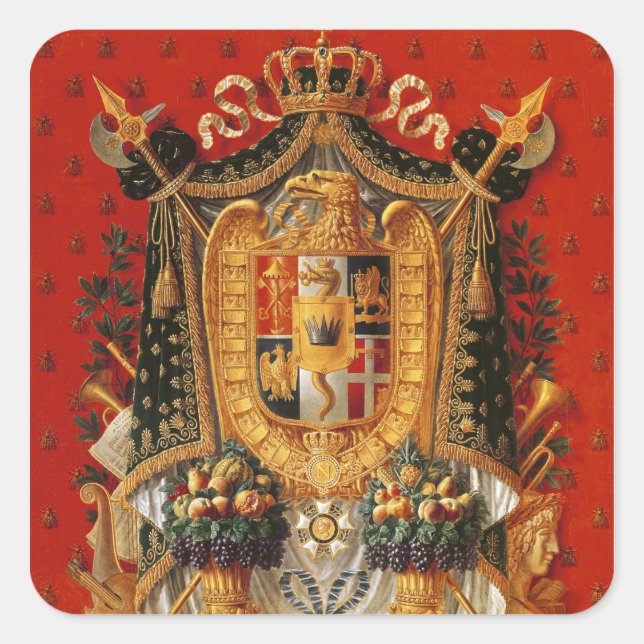 Adesivo Quadrado Casaco de Armas da Itália, design de tapeçaria (Frente)