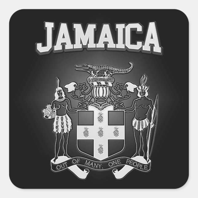 Adesivo Quadrado Casaco de armas da Jamaica (Frente)