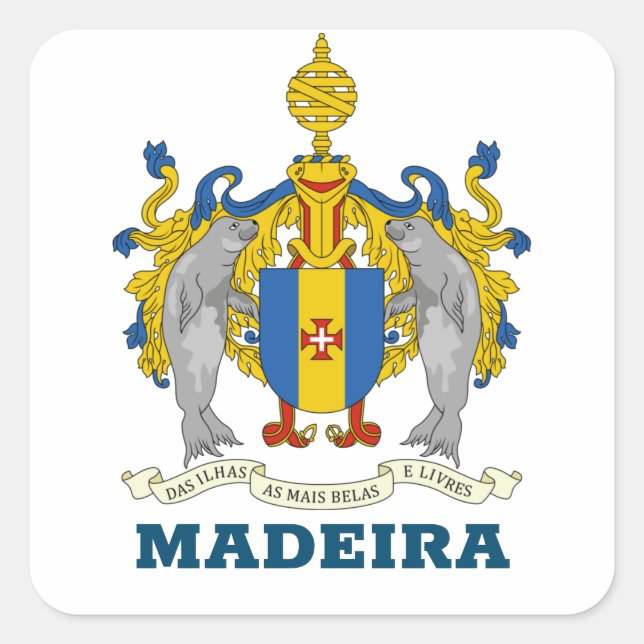 Adesivo Quadrado Casaco de Armas da Madeira, Portugal (Frente)