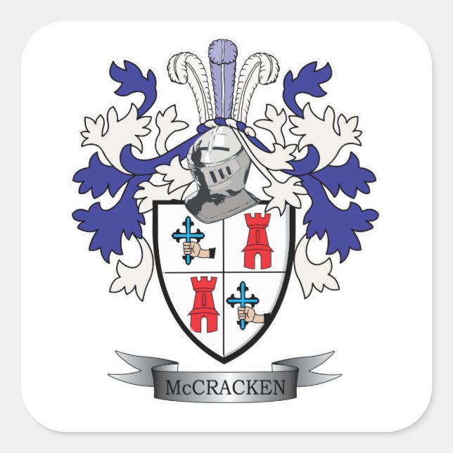 Adesivo Quadrado Casaco de armas da McCracken Family Crest (Frente)