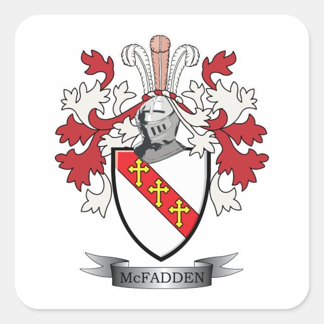 Adesivo Quadrado Casaco de armas da McFadden Family Crest (Frente)