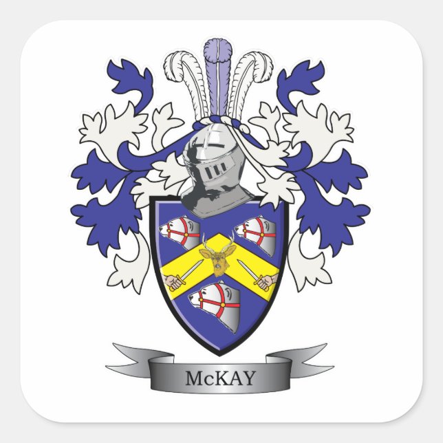 Adesivo Quadrado Casaco de armas da McKay Family Crest (Frente)