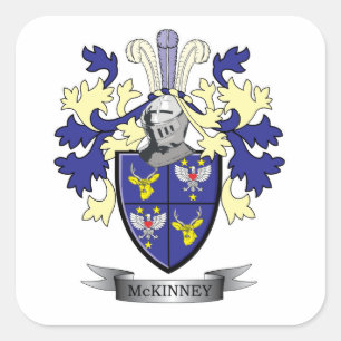 Adesivo Quadrado Casaco de armas da McKinney Family Crest
