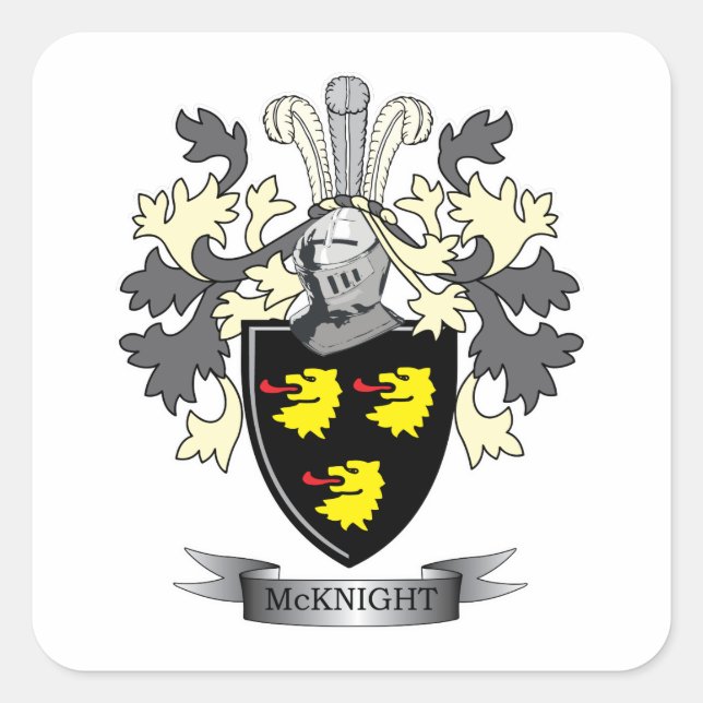 Adesivo Quadrado Casaco de Armas da McKnight Family Crest (Frente)