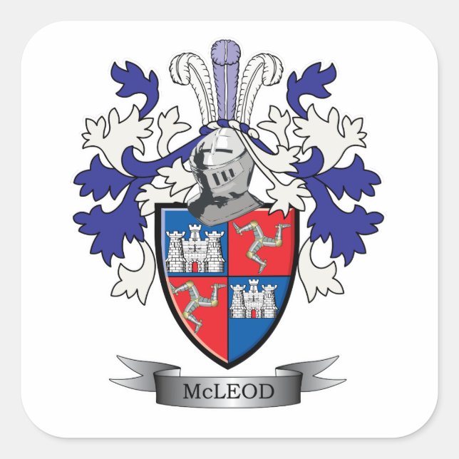 Adesivo Quadrado Casaco de armas da McLeod Family Crest (Frente)
