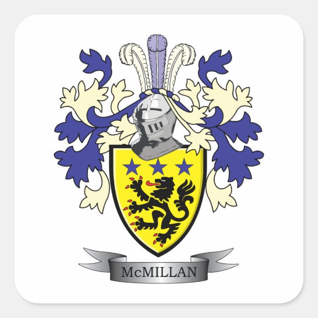 Adesivo Quadrado Casaco de armas da McMillan Family Crest (Frente)