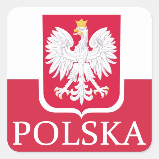 Adesivo Quadrado Casaco de armas da Polska (Frente)
