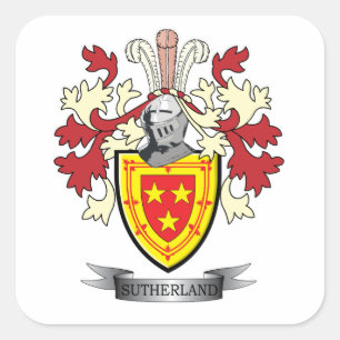 Adesivo Quadrado Casaco de armas da Sutherland Family Crest