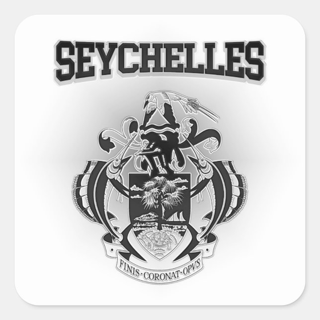 Adesivo Quadrado Casaco de armas das Seychelles (Frente)