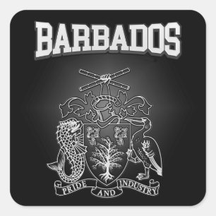 Adesivo Quadrado Casaco de armas de Barbados