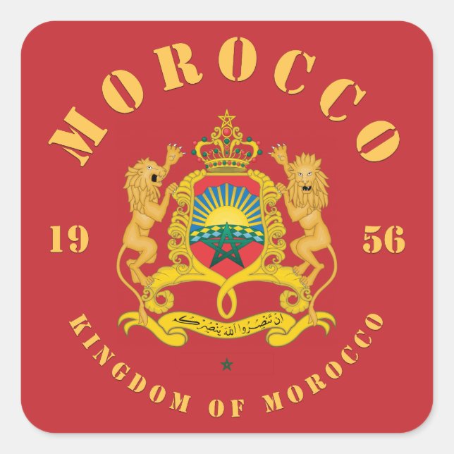 Adesivo Quadrado Casaco de armas de Marrocos (Frente)