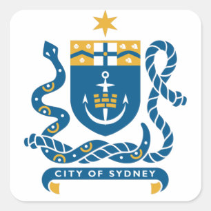 Adesivo Quadrado Casaco de Armas de Sidney, Austrália