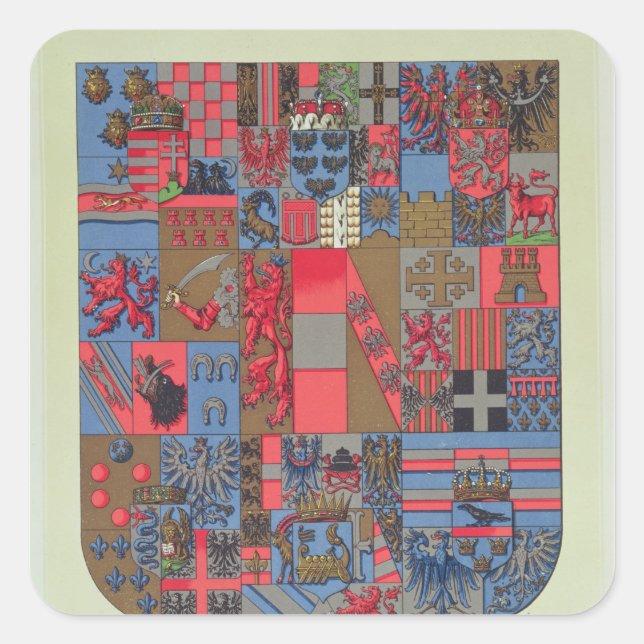 Adesivo Quadrado Casaco de Armas do Império Austro-Húngaro (Frente)