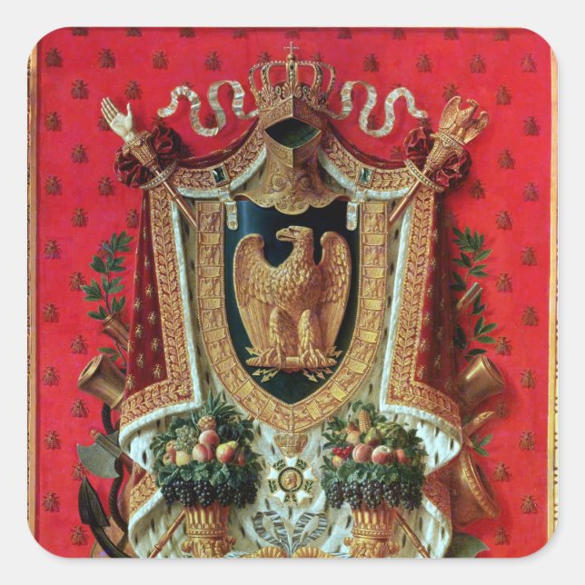 Adesivo Quadrado Casaco de Armas do Império Francês (Frente)