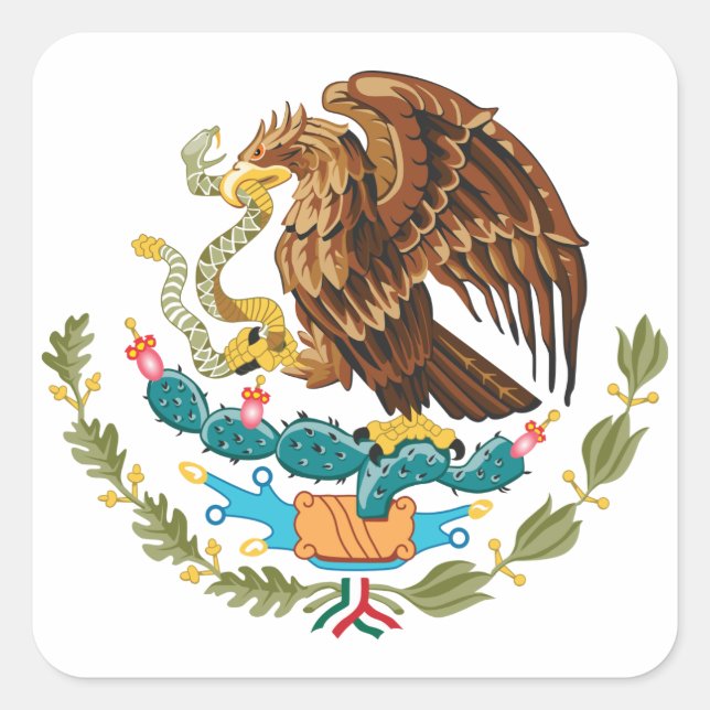 Adesivo Quadrado Casaco de Armas do México - Bandeira do México (Frente)