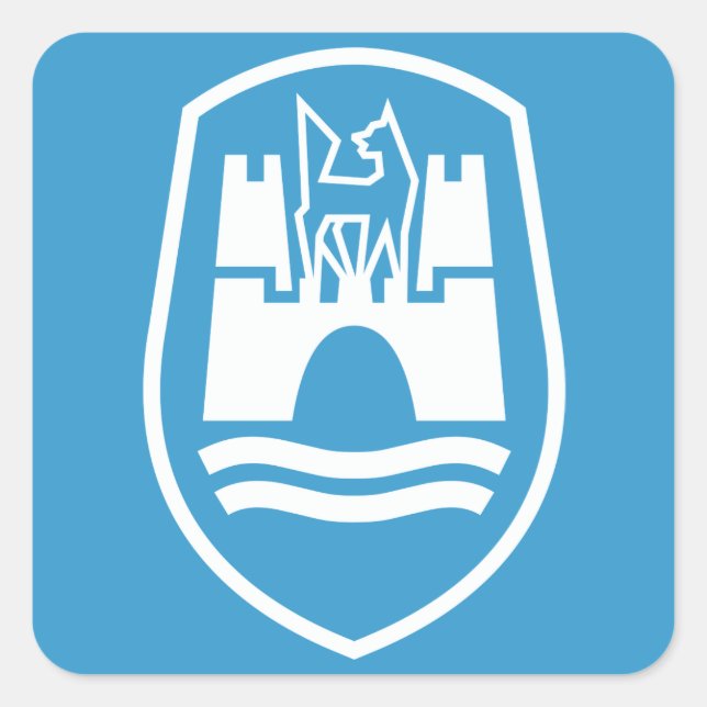 Adesivo Quadrado Casaco de Armas Wolfsburg (branco) (Frente)