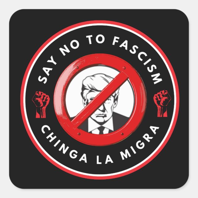 Adesivo Quadrado Casaco de ganga anti-fascista (Frente)