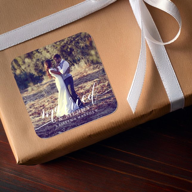 Adesivo Quadrado Casado e Feliz (Criador carregado)