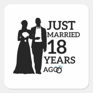 Adesivo Quadrado Casados há apenas 18 anos, casal de aniversário de
