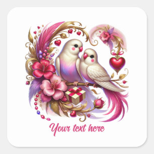 Adesivo Quadrado Casais amorosos fofos Casamento personalizável