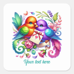 Adesivo Quadrado Casais amorosos fofos Casamento personalizável