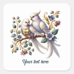 Adesivo Quadrado Casais amorosos fofos Casamento personalizável