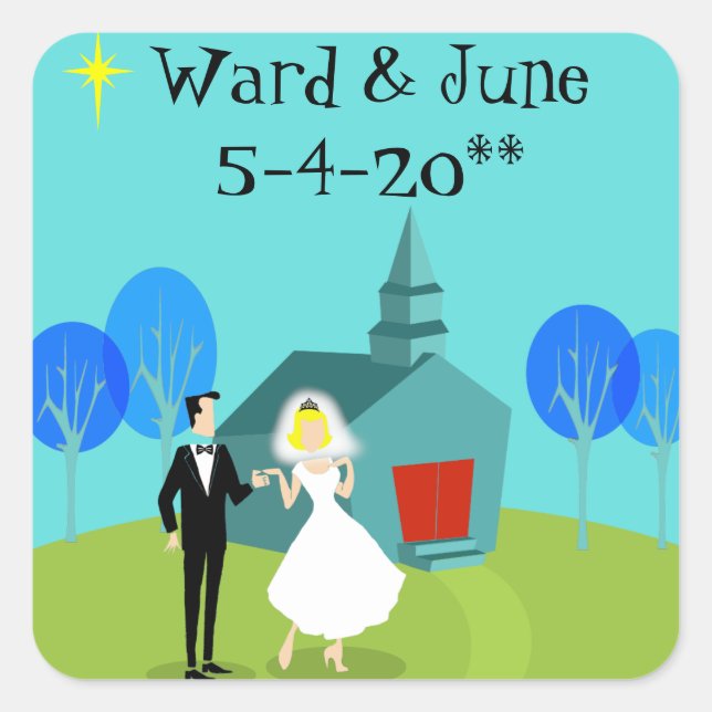 Adesivo Quadrado Casais De Casamento Retroativo Personalizáveis (Frente)