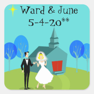 Adesivo Quadrado Casais De Casamento Retroativo Personalizáveis