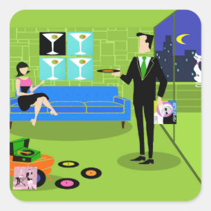 Adesivo Quadrado Casais de desenho urbano retrorreflectores