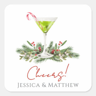 Adesivo Quadrado Casais de Martini de Cheer Candy Cane