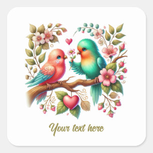 Adesivo Quadrado Casais de pássaros amor personalizáveis Casamento