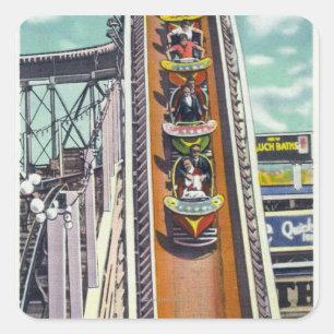 Adesivo Quadrado Casais descendo a pista de rotação voadora