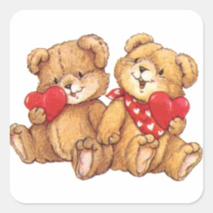 Adesivo Quadrado Casal bonito do urso de ursinho dos namorados