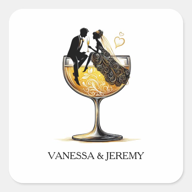 Adesivo Quadrado Casal Champanhe (Frente)