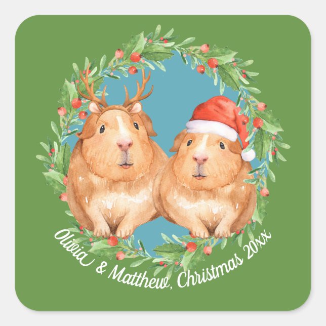 Adesivo Quadrado Casal da Guiné Adorável (Frente)