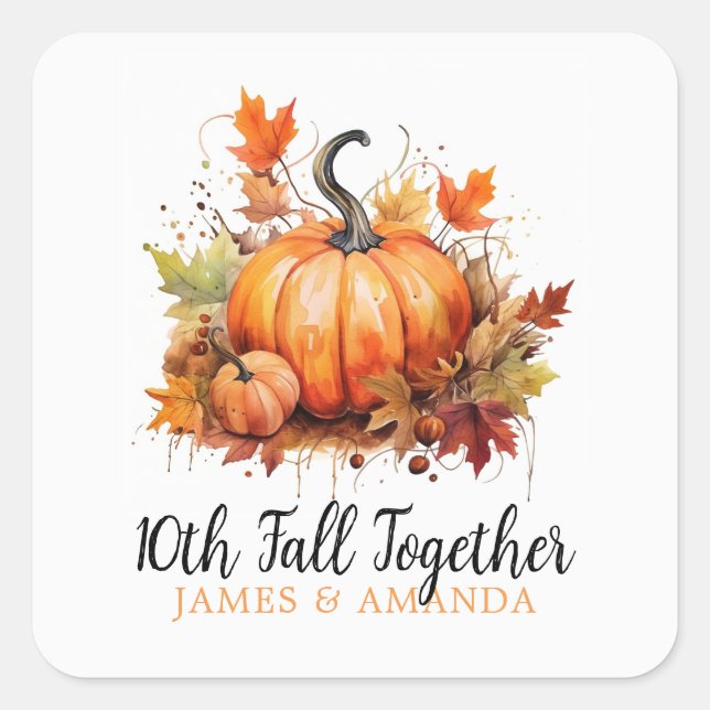 Adesivo Quadrado Casal de Abóbora Laranja e Branco (Frente)