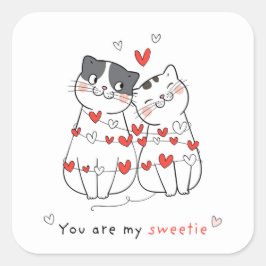 Adesivo Quadrado Casal De Amor De Gato
