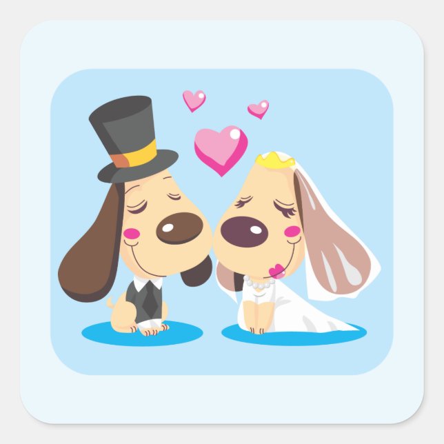 Adesivo Quadrado Casal de Cachorro Casado (Frente)