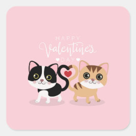 Adesivo Quadrado Casal de Gato de Cartoon