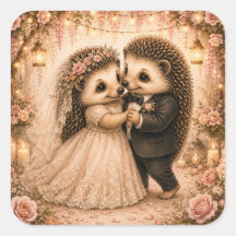 Casal de ouriços de casamento fofo