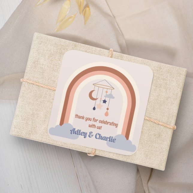 Adesivo Quadrado Casal do Arco-Íris Neutro para Gênero (Criador carregado)