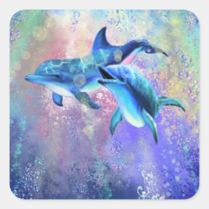 Adesivo Quadrado Casal Dolphin Sticker Happy Family - Pintura