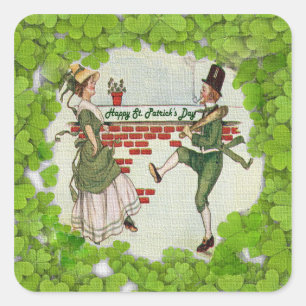Adesivo Quadrado Casal Irlandês Vintage Dancing