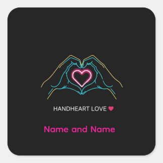 Adesivo Quadrado Casal Luxuoso Realista de Mãos Dadas com Anel de O