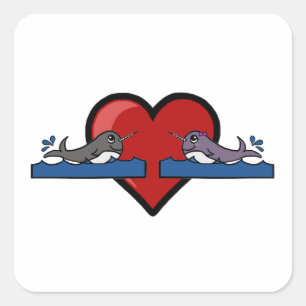 Adesivo Quadrado Casal Narwhal