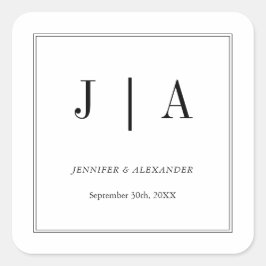 Adesivo Quadrado Casal preto e branco Monograma Nome moderno simple