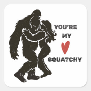 Adesivo Quadrado Casal Romântico Divertido BigFoot “Você é Meu Squa
