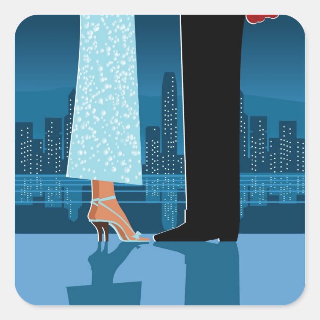 Adesivo Quadrado Casal romântico na cidade (Frente)