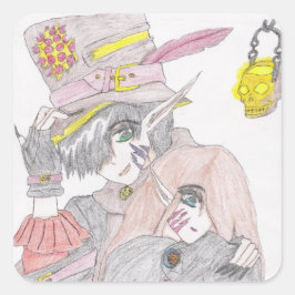 Adesivo Quadrado Casal Spooky Halloween