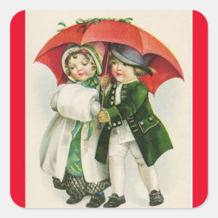 Adesivo Quadrado Casal Vintage Winter